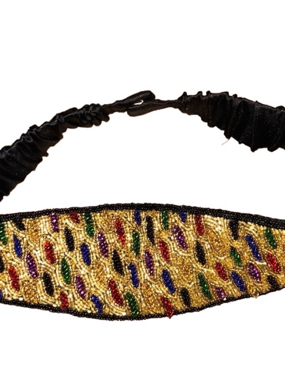 Vintage • Black Satin • Colorful Beaded • Costume Event • Small/Medium • Belt